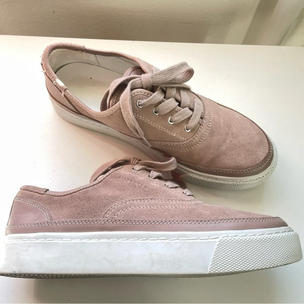 Allsaints Bella Suede Sneakers Dusty Pink Rose Platform Trainers 10